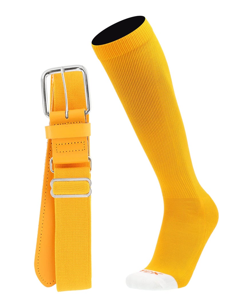 MadSportsStuff Pro Line Baseball Socks and Belt Combo (Gold, Large) - Image 1